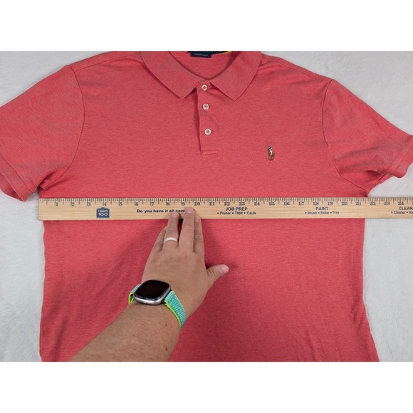 Polo Ralph Lauren Soft Polo Shirt Mens Large Custom Slim Fit Pink Flesh Pony - Picture 4 of 7